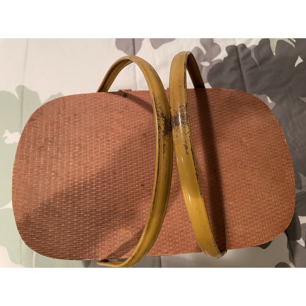 Vintage Hawkeye Burlington Woven Picnic Basket retro 50’s Display Made In USA - Picture 2 of 9